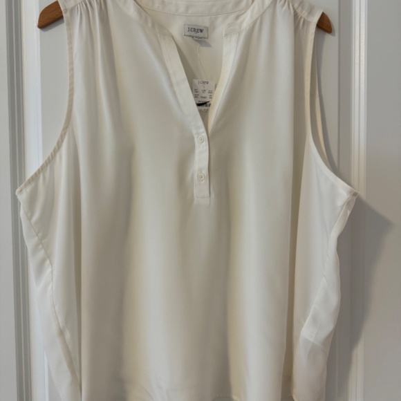 NWT J Crew Factory Ivory Sleeveless V-neck popover top SZ various - Picture 6 of 8